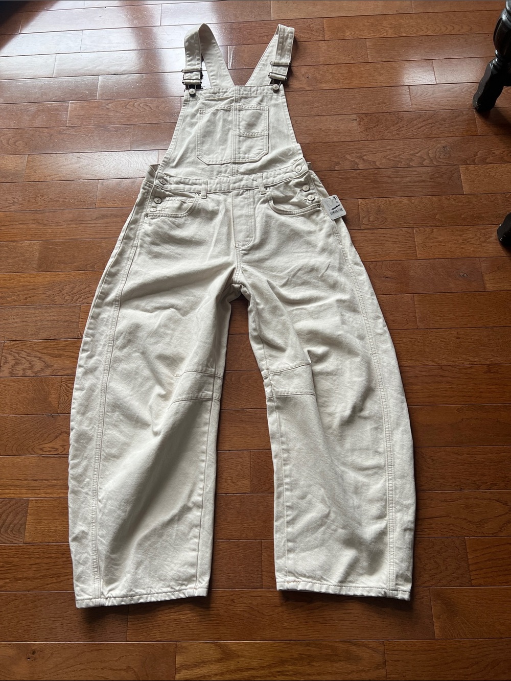 💜Free People Good Luck Barrel Overalls-Milk-S-NWT💜